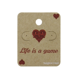 5 x Schmuckkarte Chirurgenstahl Ohrschmuck Ohrstecker "Life is a game"