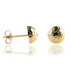 Ohrstecker 333 Gelbgold mit diamantierter Halbkugel 7mm