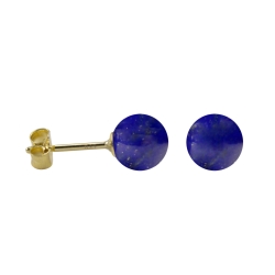 Ohrstecker 585 Gelbgold mit echtem Lapis 6 mm