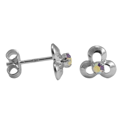 925 Sterling Silber Ohrstecker Blüte mit Zirkonia in aurora borealis