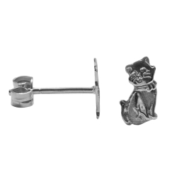 Ohrstecker Katzen in 925 Sterling Silber teilmattiert