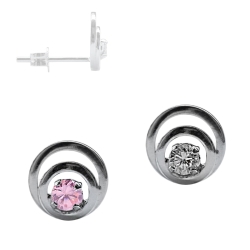 925 Sterling Silber Ohrstecker Kreise mit Zirkonia