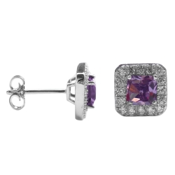 925 Sterling Silber Ohrstecker Royal mit Zirkonia in lila