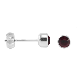 Ohrstecker 925 Sterling Silber mit runden Zirkonia in dunkelrot