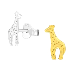 925 Sterling Silber Ohrstecker vergoldet mit Giraffe