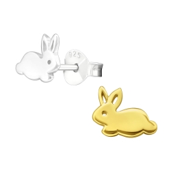 Ohrstecker 925 Sterling Silber mit Hase vergoldet