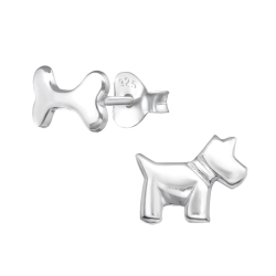 Ohrstecker 925 Sterling Silber mit Hund und Knochen