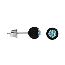 Chirurgenstahl Ohrstecker mit schwarzer Acrylkugel Hellblau 6mm
