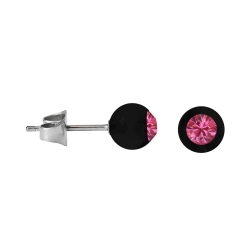 Chirurgenstahl Ohrstecker mit schwarzer Acrylkugel Pink 6mm