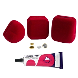 Mein-Ohrstecker DIY Set "Goldy" 925er Silber vergoldet 9-13mm mit roter Schmuckbox