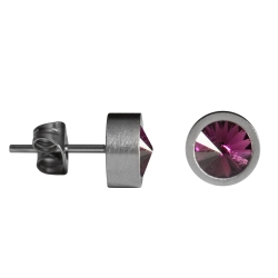 Ohrstecker Edelstahl mit Swarovski Elements in dunklem pink