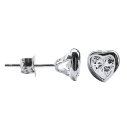 Ohrstecker 925 Sterling Silber mit weißem Zirkonia in Herzform