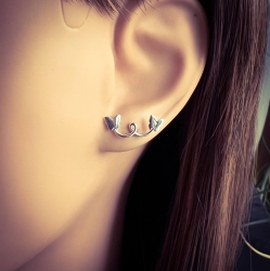 Ear Climber Ohrringe Ohrstecker 925 Sterling Silber mit Schmetterlingen