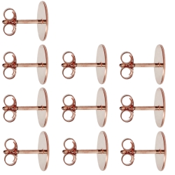 10 x Ohrstecker Rohlinge mit Platte 925er Silber rosévergoldet 14ct 4 mm