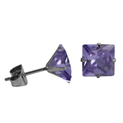 316L Chirurgenstahl Ohrstecker mit Quadrat in hellem lila 5 mm
