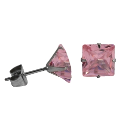 316 Chirurgenstahl Ohrstecker mit Quadrat in pink 4 mm