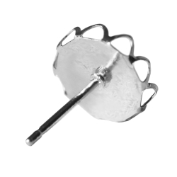 10 x Ohrstecker Ohrringe Rohlinge versilbert mit Kranz für Klebstein 12mm