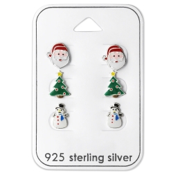 Ohrstecker Set 925 Sterling Silber Weihnachten