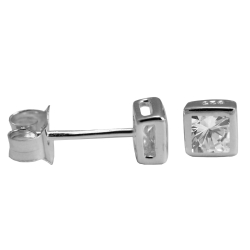 925 Sterling Silber Ohrstecker mit quadratischem Zirkonia in transparent