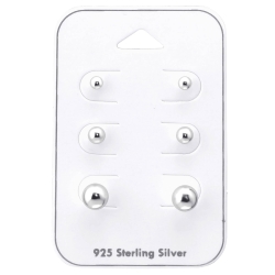 Ohrstecker Set 925 Sterling Silber mit Kugeln 3-4-6 mm