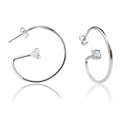 Ohrstecker 925 Sterling Silber Steckcreole mit Zirkonia 4 Stotzen