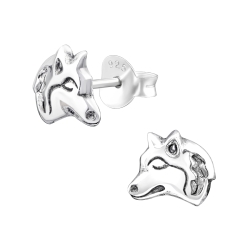 Ohrstecker 925 Sterling Silber mit Wolf