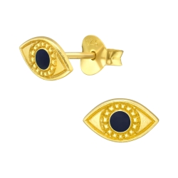 925 Sterling Silber Ohrstecker vergoldet Evil Eye Türkisches Auge