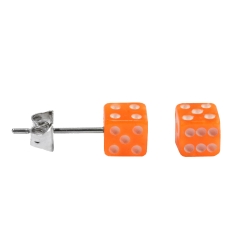 Chirurgenstahl Ohrstecker mit Würfel in orange 3 mm