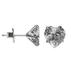 Silber Ohrstecker mit Herz in transparent 5mm