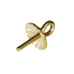 Perlenschale mit Stift und Öse in 750er Gelbgold 5 mm