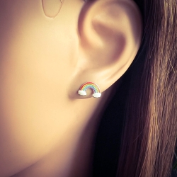 Ohrringe Regenbogen Ohrstecker 925 Sterling Silber