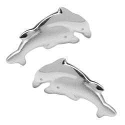 Delfin-Paar Ohrstecker 925er Sterling Silber matt-glänzend