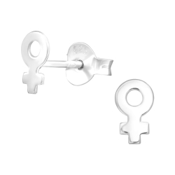 925 Sterling Silber Ohrstecker mit weiblichem Gender-Zeichen