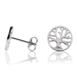 Ohrstecker 925er Sterling Silber mit Lebensbaum Rhodium plattiert