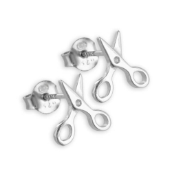 Friseur Ohrstecker mit Schere 925 Sterling Silber mit Zirkonia Ohrringe Schneider