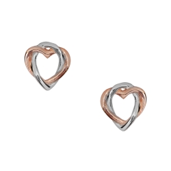 Silber Ohrstecker verschlungene Herzen Silber/Rosegold