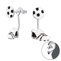 Ohrstecker 925 Sterling Silber Ear Jacket mit Fußball und Schuh