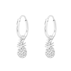 Creolen Ohrringe 925 Sterling Silber mit Ananas