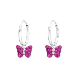 Kindercreolen Ohrringe 925 Sterling Silber Schmetterlinge in pink