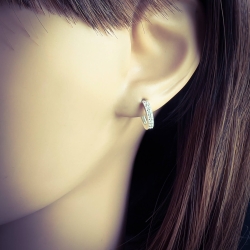 925 Sterling Silber Creolen Ohrringe 12mm mit Zirkoniasteinen in transparent