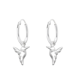 Creolen Ohrringe 925 Sterling Silber mit Kolibri