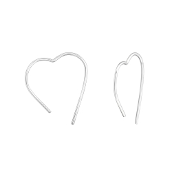 925 Sterling Silber Durchzieher Creolen mit Herz