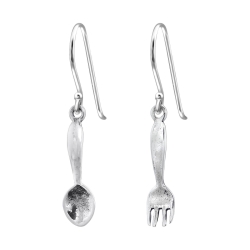 925 Sterling Silber Ohrhaken Ohrhänger mit Löffel und Gabel