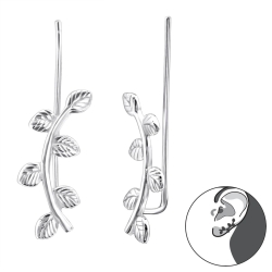 Ear Climber 925 Sterling Silber Blätter Ohrstecker Ohrklemme