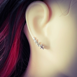 Ear Climber 925 Sterling Silber Sterne Ohrstecker Ohrklemme