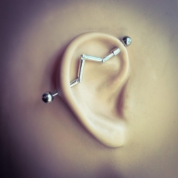 Industrial Ohrpiercing 925 Sterling Silber mit Gliedern