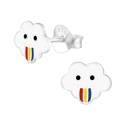 Kinder Ohrringe Ohrstecker 925 Sterling Silber mit Wolke