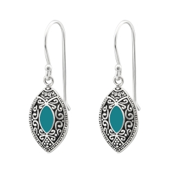 925 Sterling Silber Ohrhaken Bali Ohrhänger in grün