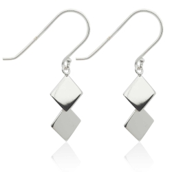 925 Sterling Silber Ohrhaken Ohrhänger mit Quadraten