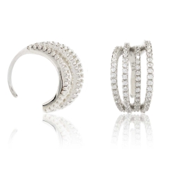 Ohrklemmen 925 Sterling Silber Ear Cuffs mit Zirkonia-Steinen besetzt